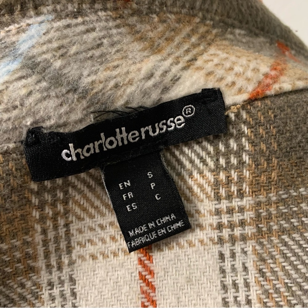 Charlotte Russe Tan Plaid Shacket Jacket - Picture 7 of 8